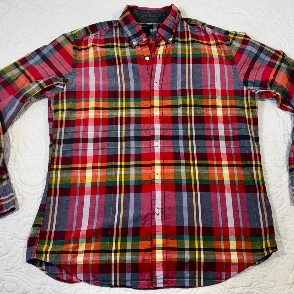 J.Crew Men' Shirt Multi-Color Size Large Button Down Long Sleeve Plaid Casual